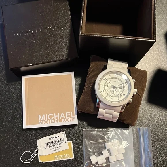 MICHAEL KORS Runway Oversized White Stainless Steel/Silicone Watch MK8108 Michael Kors Men main image 3
